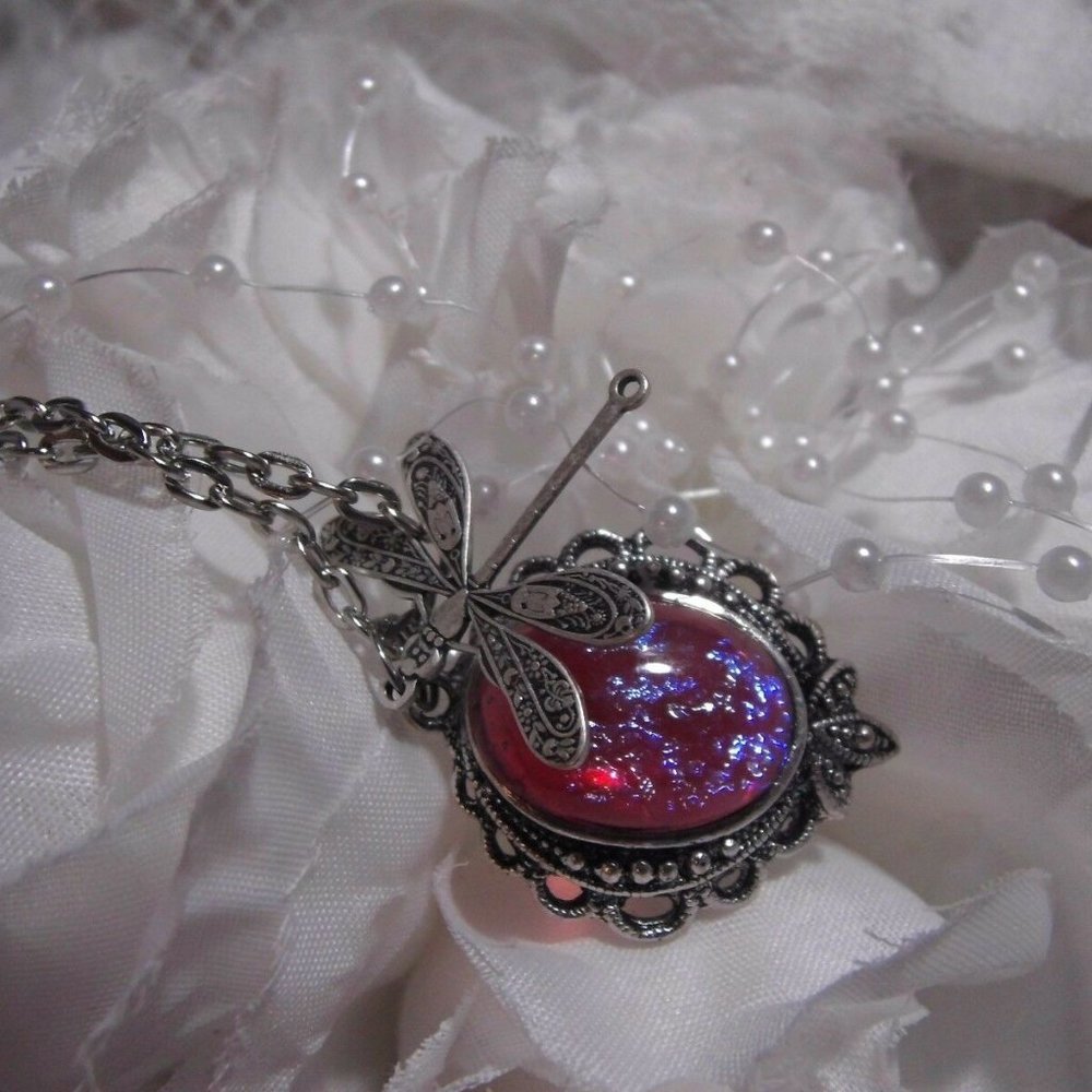 DRAGONS BREATH FIRE OPAL STONE NECKLACE DRAGONFLY - Picture 6 of 12